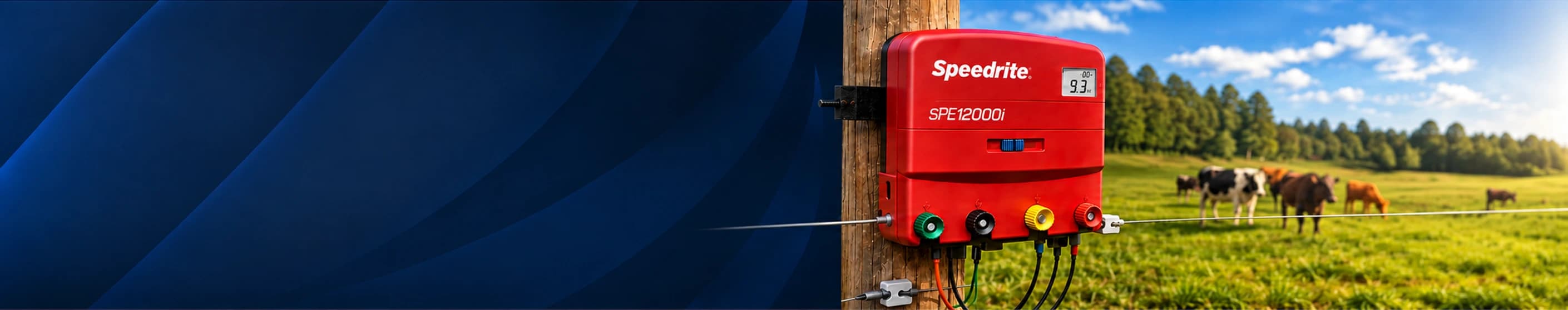 Speedrite electric fence energizer installed on a rural property